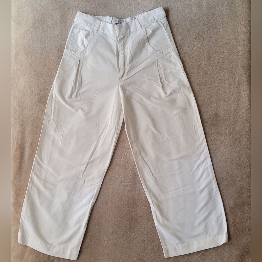 Zara Off-White Wide-Leg Kids Trousers